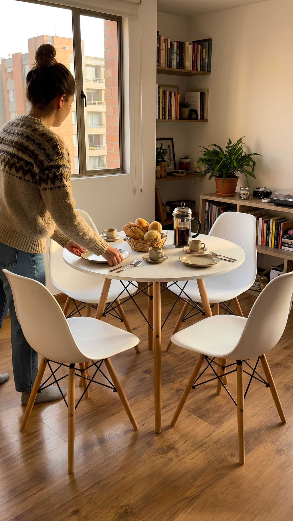 Comedor Completo - Mesa Eames redonda + 4 Sillas Eames