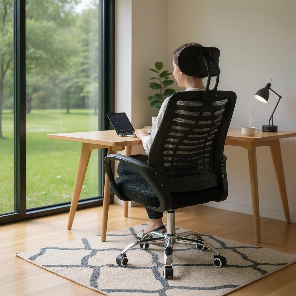 Silla de Oficina Ergonómica con Reposa Cabeza