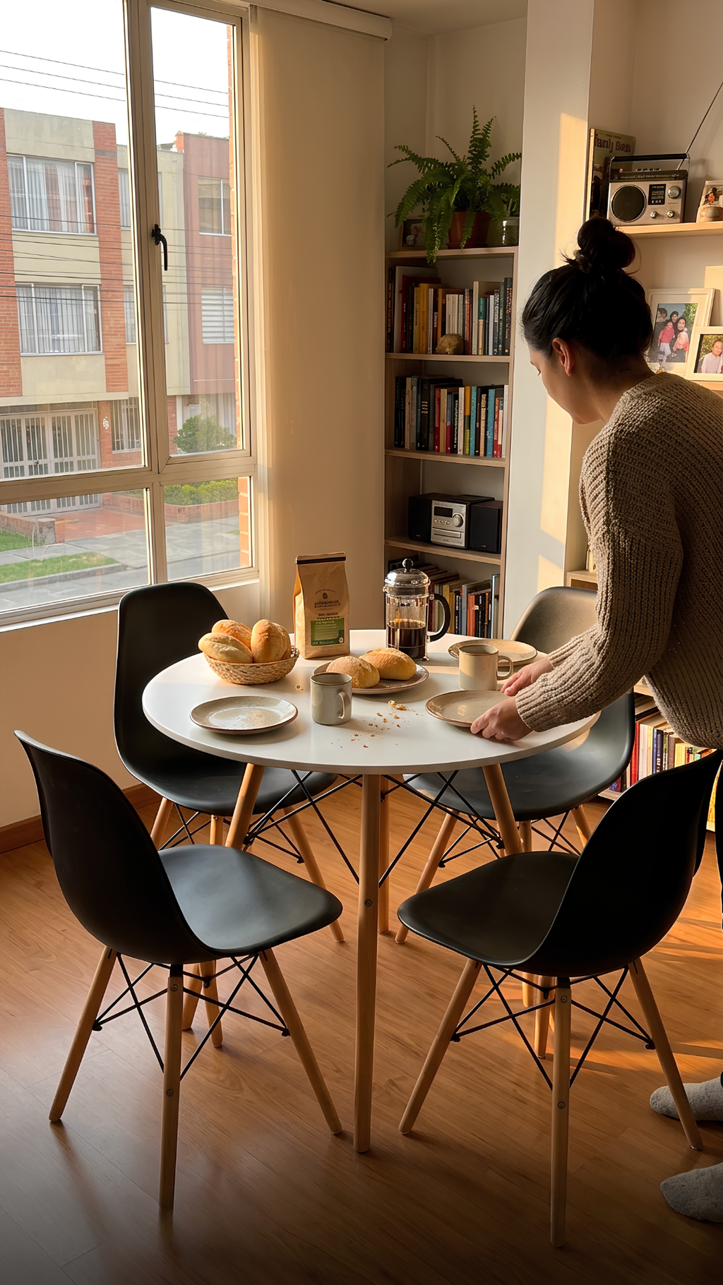 Comedor Completo - Mesa Eames redonda + 4 Sillas Eames