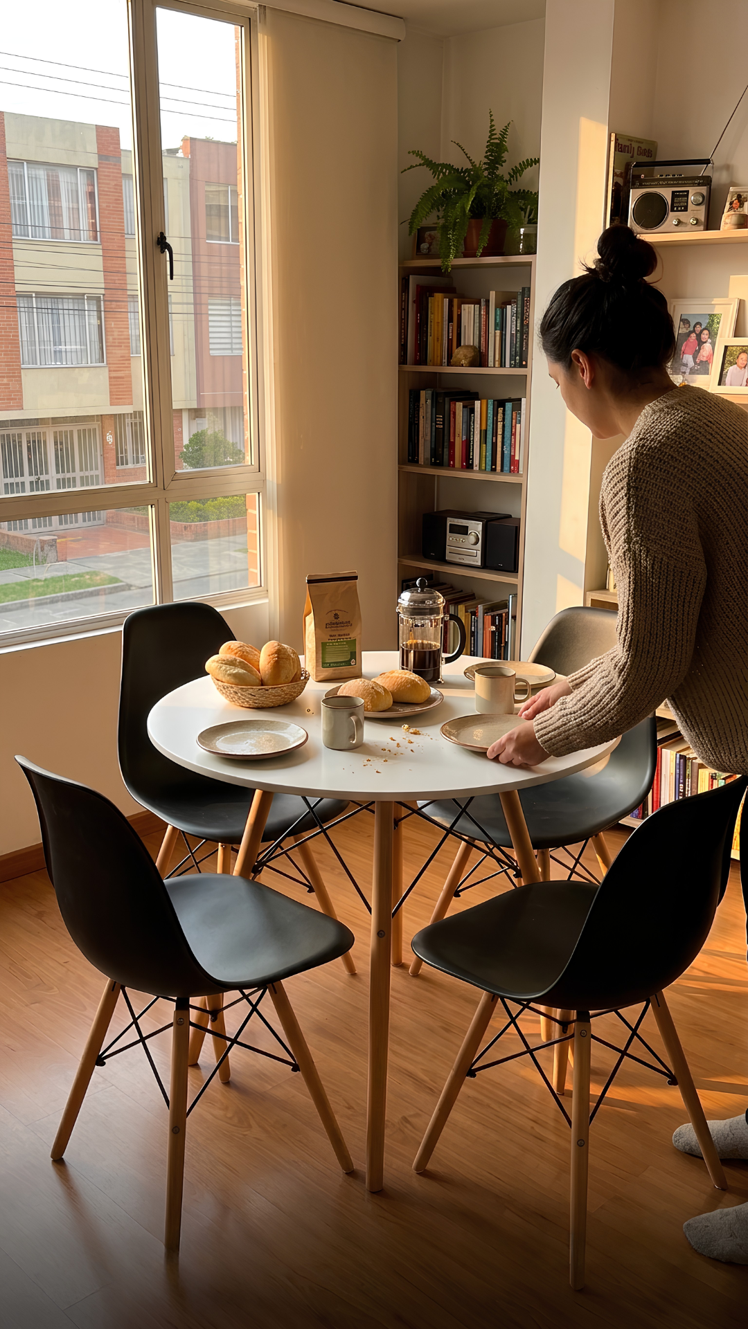 Comedor Completo - Mesa Eames redonda + 4 Sillas Eames