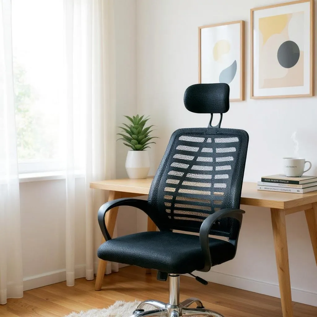 Silla de Oficina Ergonómica con Reposa Cabeza