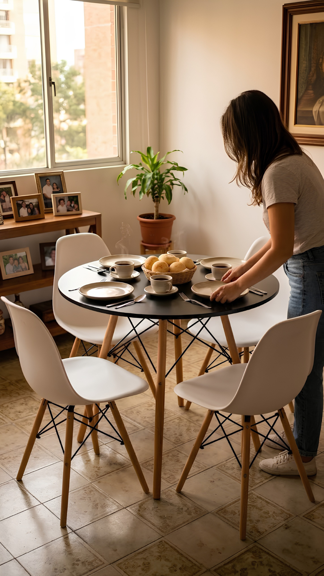 Comedor Completo - Mesa Eames redonda + 4 Sillas Eames